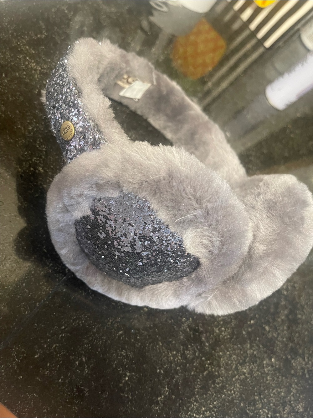 UGG kids, glitter gray earmuffs